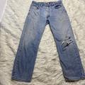 Levi's Jeans | Levi's 505 Straight Leg Jeans Men's Distressed Worn Denim Regular Fit Size 36x30 | Color: Blue | Size: 36