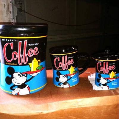 Disney Kitchen | Disney's Mickey Mouse Themed "Really Swell" Coffee Set, Vintage. | Color: Black/Blue | Size: Os