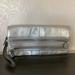 Coach Bags | Coach Bonnie Silver Gunmetal Leather Clutch Purse - Large | Color: Silver | Size: 14" X 7.5" X 1"