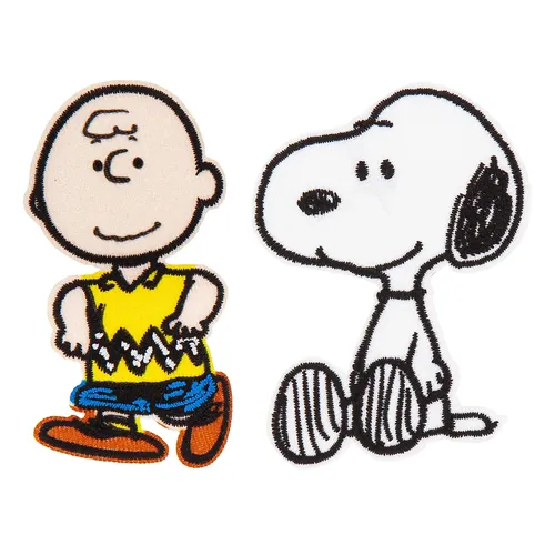 Peanuts Applikationen Snoopy und Charlie, Größe: 4,0–7,5 cm, 2 Stück