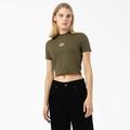 Dickies Women's Maple Valley Logo Cropped T-Shirt - Military Green Size S (FSR14)