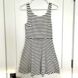 American Eagle Outfitters Dresses | American Eagle Fit & Flare Casual White/Dark Gray Striped Mini Dress Size Small | Color: Gray/White | Size: S