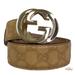 Gucci Accessories | Authentic Gucci Beige Guccissima Leather Interlocking G Gold Buckle Belt 80/32 | Color: Gold | Size: 80/32