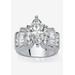 Women's Silver Tone Marquise Cut Engagement Ring Cubic Zirconia by PalmBeach Jewelry in Silver (Size 8)