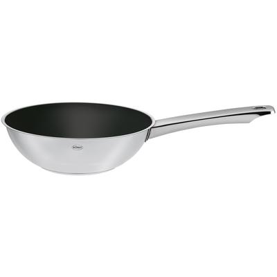 Wok RÖSLE "MOMENTS", silber (silberfarben), B:29,5cm H:11cm L:49,4cm Ø:28cm, Pfannen, Antihaftversiegelung ProPlex, spülmaschinengeeignet, Ø28cm, Induktion Image