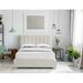 Mercer41 Harper-Leigh Solid Wood & Platform Bed Wood & /Upholstered/Linen in Brown | 54 H x 67 W x 89 D in | Wayfair