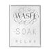 Stupell Industries Vintage Boutique Wash Soak Relax Bathroom Typography by Nina Pierce - Graphic Art on Canvas in Gray | Wayfair af-966_cn_16x20