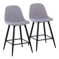 Jemi Mid-century Modern Counter Stool In Black Metal & Beige Fabric By Corrigan Studio® - Set Of 2 Upholstered/Metal in Gray | Wayfair