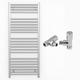 550mm Wide Straight Chrome Heated Bathroom Towel Rail Radiator With Valves For Central Heating UK (With Chrome Angled Valves, 550 x 1200mm (h))