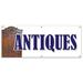 SignMission Antiques Banner Sign Plastic in Blue/Brown/White | 24 H x 72 W x 0.1 D in | Wayfair B-72 Antiques