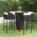 Latitude Run® Patio Bar Set Outdoor Bistro Set Bar Stool Bistro Table Poly Rattan Wood/Wicker/Rattan in Black/Brown/Gray | Wayfair