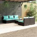 Latitude Run® 6 Piece Patio Lounge Set w/ Cushions Poly Rattan Synthetic Wicker/All - Weather Wicker/Wicker/Rattan | Wayfair