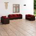 Latitude Run® 7 Piece Patio Lounge Set w/ Cushions Poly Rattan Synthetic Wicker/All - Weather Wicker/Wicker/Rattan in Red/Brown | Wayfair