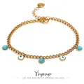 Yhpup – Bracelet en acier inoxydable pour femme breloque en pierre Turquoise en résine doré à la