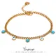 Yhpup – Bracelet en acier inoxydable pour femme breloque en pierre Turquoise en résine doré à la