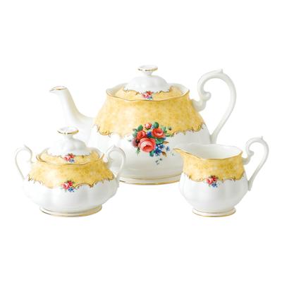 Royal Albert 100 Years 1990 3-Piece Set (Teapot, Sugar & Creamer) Bouquet