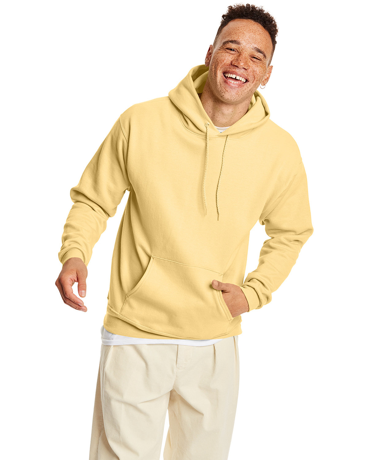 Hanes P170 Ecosmart 50/50 Pullover Hooded Sweatshirt in Gold size 3XL | Cotton Polyester