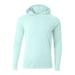 A4 N3409 Men's Cooling Performance Long-Sleeve Hooded T-shirt in Pastel Mint size 3XL | Micro Polyester interlock A4N3409