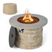 Costway 36'' Round Propane Gas Fire Pit Table Faux Stone w/ Lava Rock - See Details