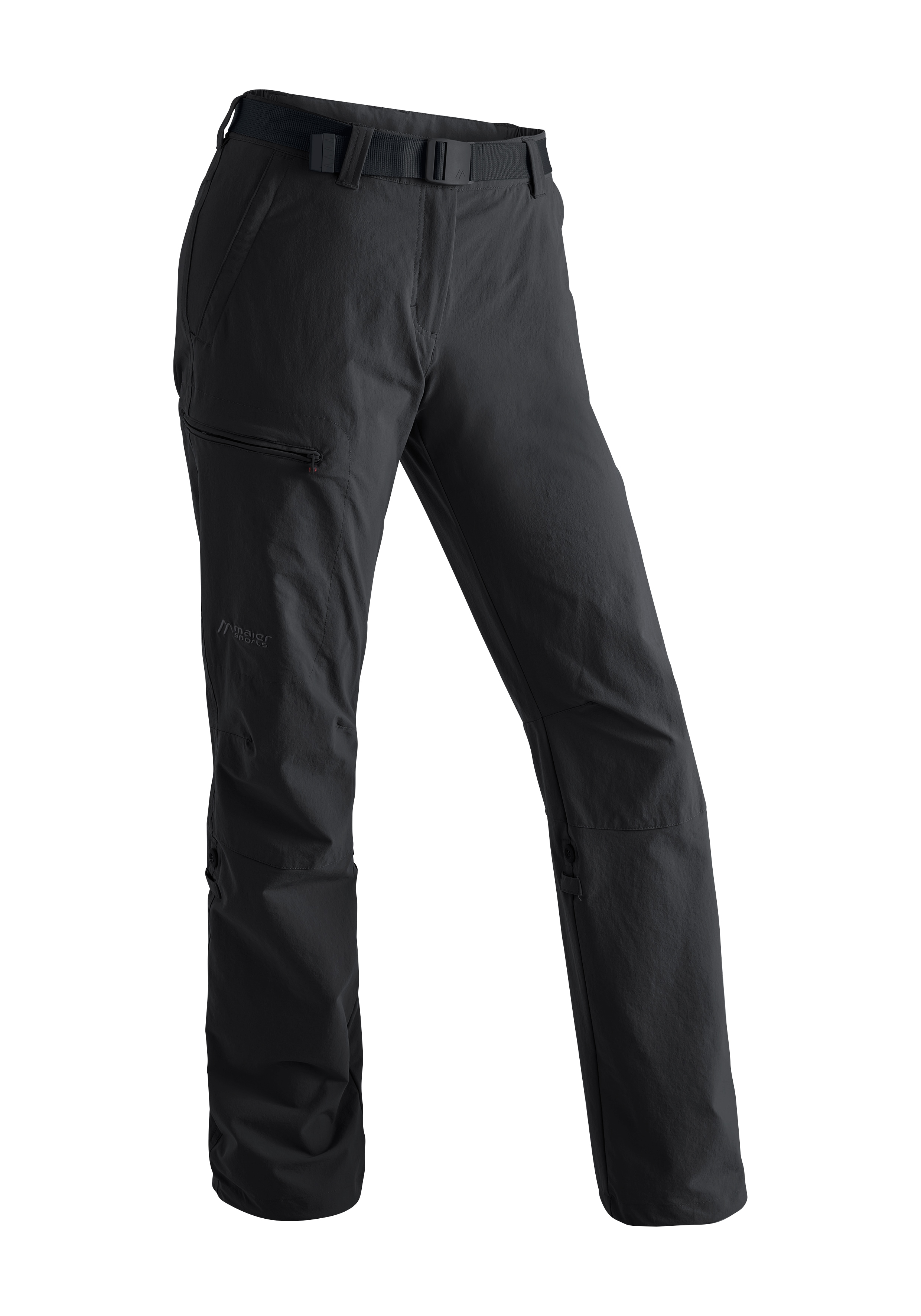 Funktionshose MAIER SPORTS "Lulaka", Damen, Gr. 22, Kurzgrößen, schwarz, 90% Polyamid, 10% Elasthan, Hosen, Damen Wanderhose, atmungsaktive Outdoor-Hose mit Roll up Funktion Image