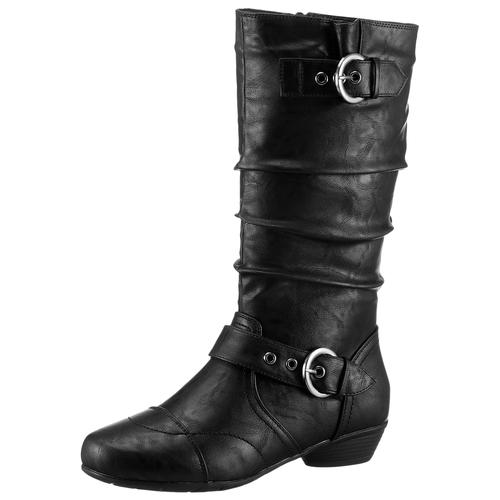 Stiefel ANISTON SHOES Gr. 38 (5), Varioschaft, schwarz Damen Schuhe Reißverschlussstiefel mit gerafftem Schaft - NEUE KOLLEKTION