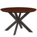 "LeisureMod Ravenna 47"" Round Wood Dining Table With Modern Metal Base in Dark Walnut - LeisureMod RTX47DW"