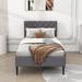 Winston Porter Derward Twin Size Linen Platform Bed Wood & /Upholstered/Linen in Gray | 39 H x 40 W x 79 D in | Wayfair
