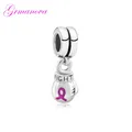 Pendentif Ruban Rose pour la Sensibilisation au Cancer du Sein Perles de Charme Amulette Manuelle