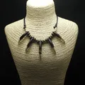 Collier de perles de dents de loup d'imitation pour hommes et femmes longueur réglable bijoux