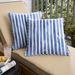 Humble + Haute Blue and White Stripe Indoor/Outdoor Corded Square Pillows (Set of 2)