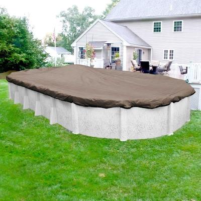 Pool Mate Extreme-Mesh Taupe Winter Cover for Oval Above-Ground Swimming Pools