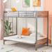 Twin-Over-Futon Bunk Bed,Metal Futon Frame with Guardrails and Ladder