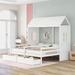 Twin and Twin Solid Wood Shaped Bed with 2 Storage Drawers and House Shaped Frame