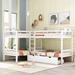 L-Shaped Twin Size Bunk Bed with Drawers, Solid Pine Wood Kid's Bed with 4 Beds