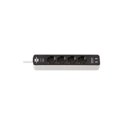 Brennenstuhl Ecolor Steckdosenleiste 4-fach mit Schalter & 2x USB weiß/schwarz