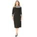 Plus Size Women's Cowl Neck Sweater Dress by Catherines in Black Houndstooth (Size 4X)