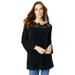 Plus Size Women's Lace-Neck Eyelash Sweater by Roaman's in Black (Size 18/20)