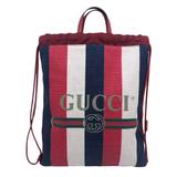 Gucci Bags | Gucci Drawstrings Logo Stripes Signature Backpack | Color: Blue/Red | Size: 17”H X 14.5”L X 2”W