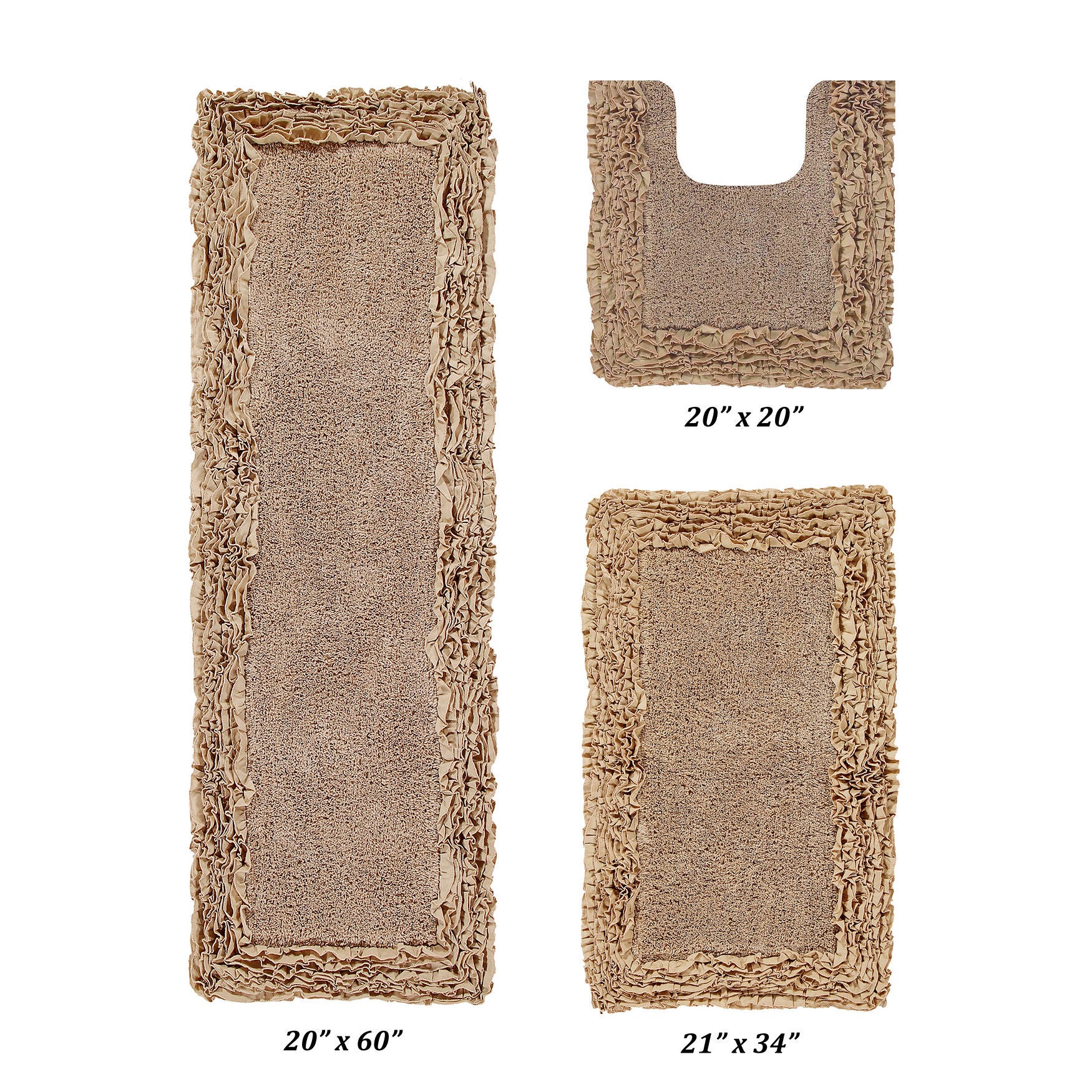 Shaggy Border Bath Rug Mat, 3-Pc. Set by Better Trends in Beige