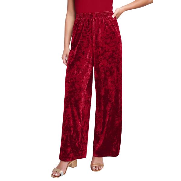 plus-size-womens-wide-leg-crushed-velour-pant-by-roamans-in-rich-burgundy--size-30-32-/