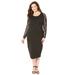 Plus Size Women's Curvy Collection Lace Ponte Dress by Catherines in Black (Size 2X)