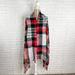American Eagle Outfitters Accessories | American Eagle Outfitters Textured Plaid Shawl Scarf With Fringe | Color: Blue/Red | Size: Os