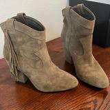 Jessica Simpson Shoes | Jessica Simpson Olive Suede Booties With Tassels Size 8.5 | Color: Green | Size: 8.5