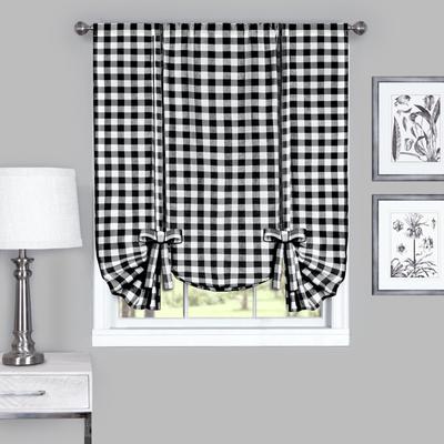 Buffalo Check Window Curtain Tie Up Shade by Achim Home Décor in Black