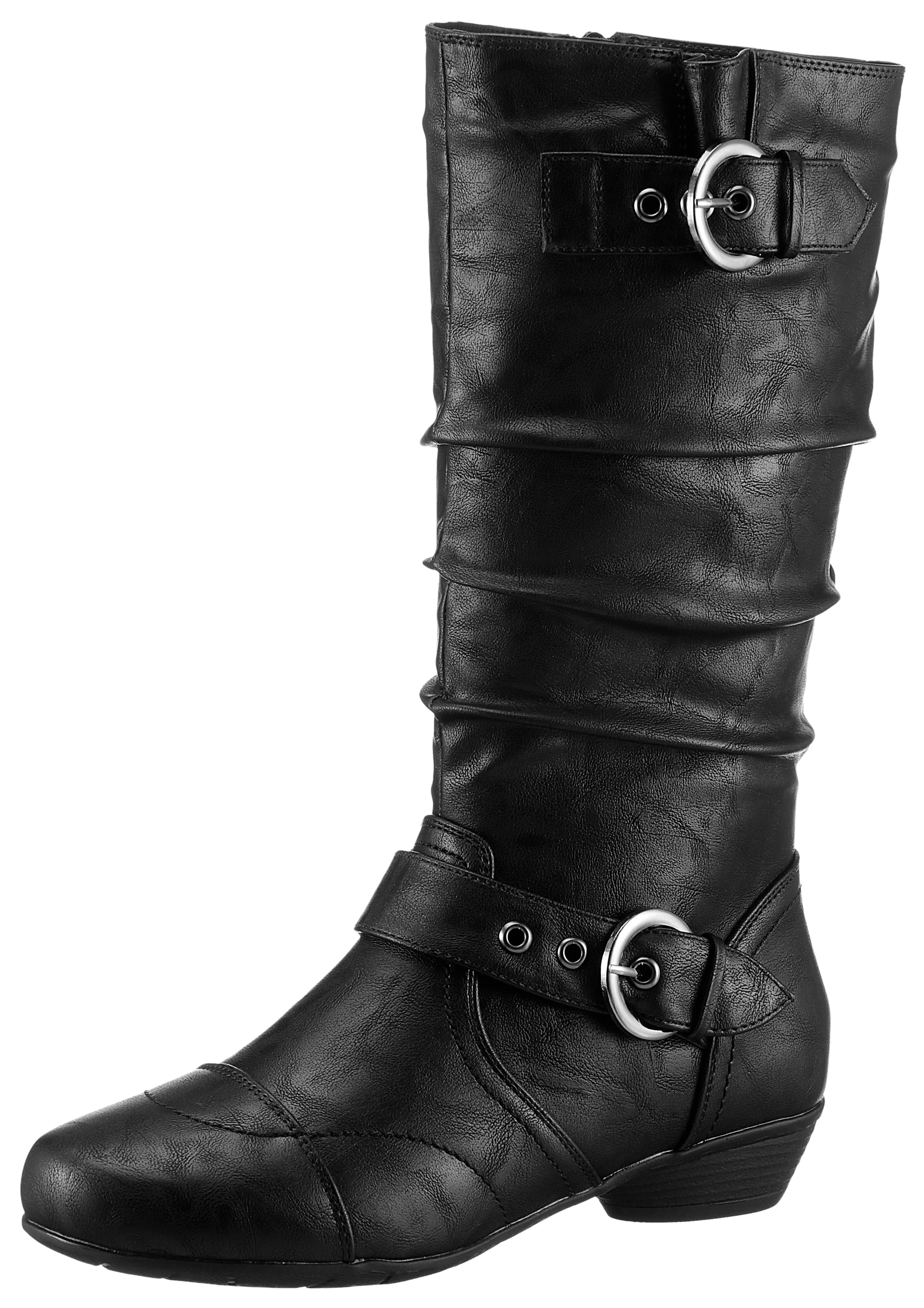 Stiefel ANISTON SHOES, Damen, Gr. 39 (5,5/6), Varioschaft, schwarz, Lederimitat, unifarben, Casual, Schuhe Reißverschlussstiefel, mit gerafftem Schaft - NEUE KOLLEKTION