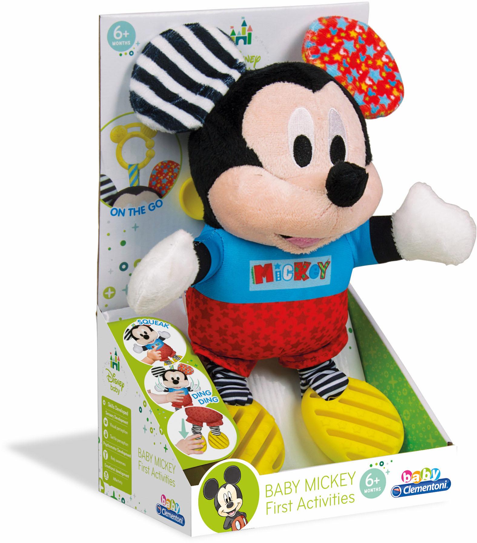 Plüschfigur CLEMENTONI "Baby Clementoni, Disney Baby, Plüsch Mickey mit Beißring", bunt, Plüschfiguren, JungenH:35cm, Plüsch, H:35cm