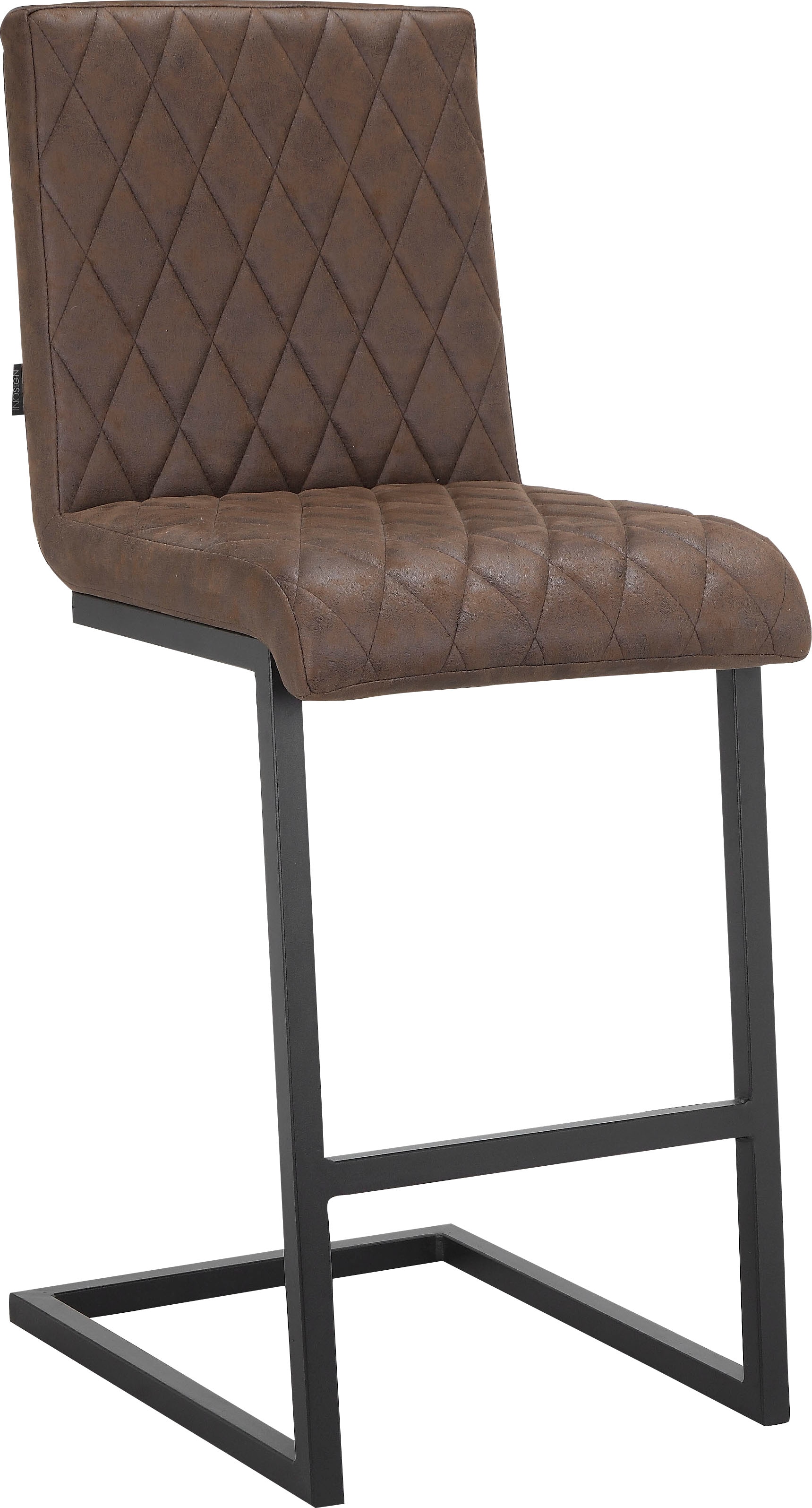 Bistrostuhl INOSIGN "Janelle", braun (braun, schwarz), B:42cm H:104cm T:52cm, Stoff, Stühle, Sitz und Rücken gepolstert, Nähte am Sitz und Rücken, Sitzhöhe 65 cm