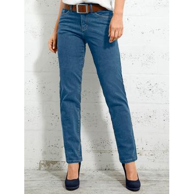 5-Pocket-Jeans INSPIRATIONEN, Damen, Gr. 20, Kurzgrößen, blau (blau, bleached), 81% Baumwolle, 17% Polyester, 2% Elasthan, unifarben, lang, Jeans, Topseller Image