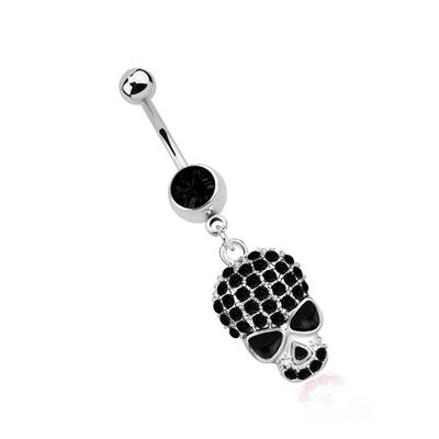 Bauchnabelpiercing ADELIA´S "Piercing Piercing Bauchnabelpiercing", Damen, schwarz, Chirurgiestahl, modisch, Piercings, 316l Stahl Banane - schwarz Totenkopf und Sonnenbrille