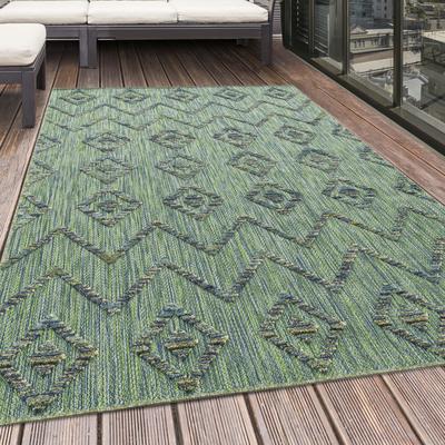 Teppich AYYILDIZ TEPPICHE "BAHAMA 5152", grün, B:200cm H:8mm L:290cm, Polypropylen, Teppiche, Läufer, Flachflor mit Hoch-Tief-Struktur, In-und Outdoor geeignet Image